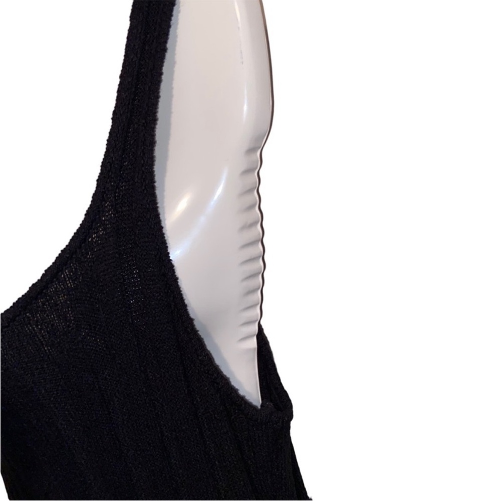 Free People Beach Santos Knit Sweater Midi Dress Womens Large Boho Ribbed Black - Picture 8 of 15